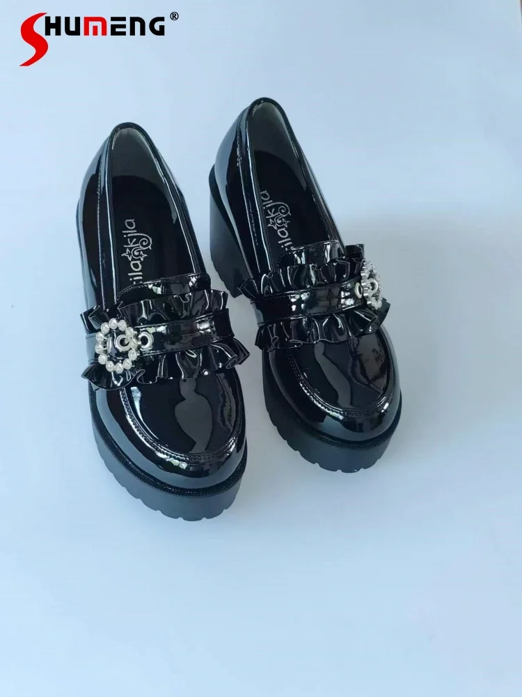 Japanese Mine Sweet Preppy Style JK Mary Jane Shoes Круглая голова со стразами Черные туфли-лодочки на высоком каблуке в стиле Лолиты из искусственной кожи Женская обувь
Japanese Mine Sweet Preppy Style JK Mary Jane Shoes Круглая голова со стразами Черные туфли-лодочки на высоком каблуке в стиле Лолиты из искусственной кожи Женская обувь