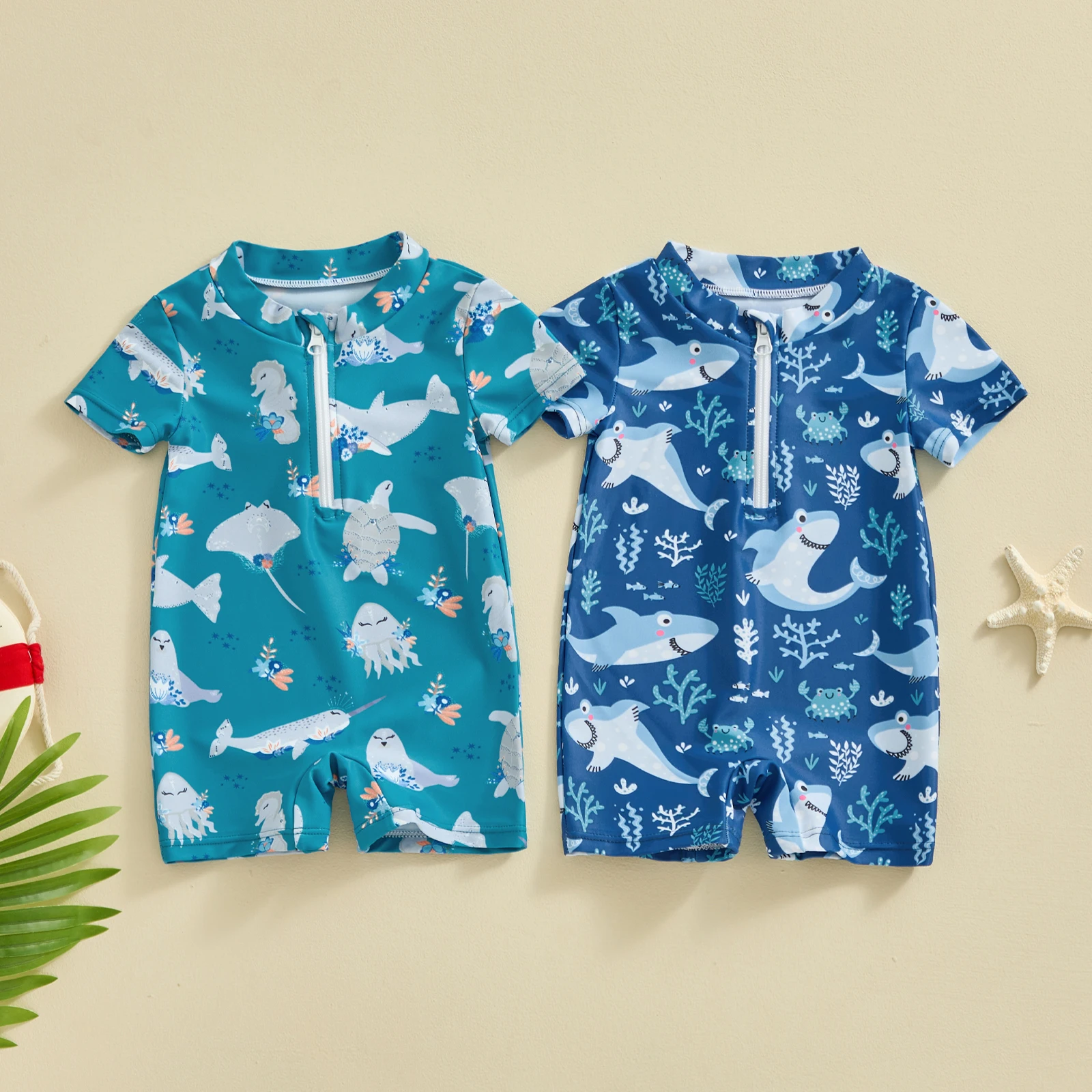 Toddler Boys Sun Protection Swimsuit Short Sleeve Crewneck Ocean Animal Print Zipper Swimwear
Toddler Boys Sun Protection Swimsuit Short Sleeve Crewneck Ocean Animal Print Zipper Swimwear