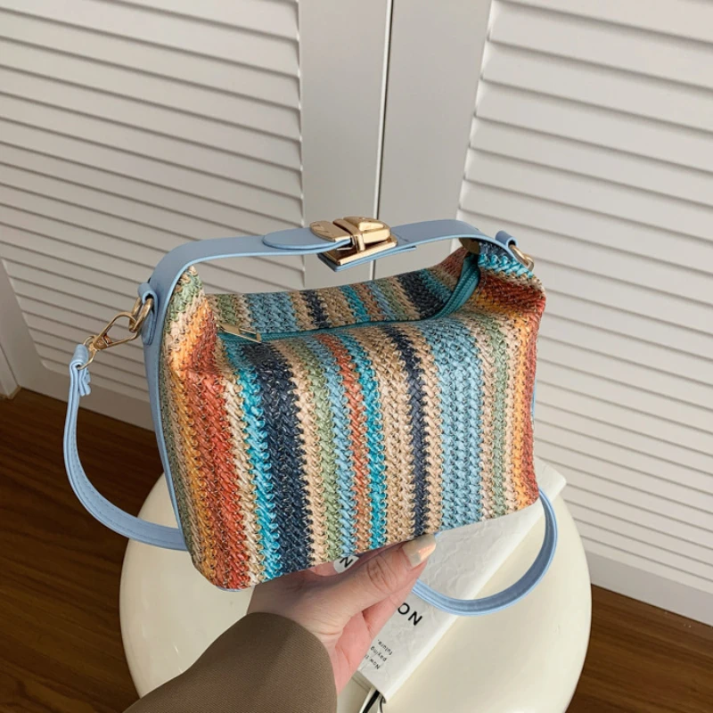 Striped Spliced Lunch Box Bag,Contrast Color Woven Crossbody Shoulder Bag, Women Small Square Handbag,Ethnic Style Clutch Purse
Striped Spliced Lunch Box Bag,Contrast Color Woven Crossbody Shoulder Bag, Women Small Square Handbag,Ethnic Style Clutch Purse