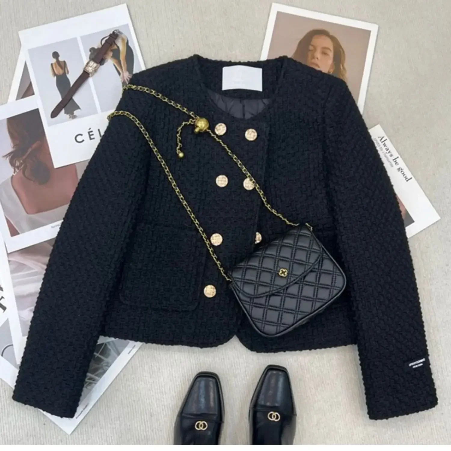 Quilted Cotton Inner Lining Double Row Button Women Short Jacket Autumn Winter Hot Sale Of The Season Elegant Women Top 
Quilted Cotton Inner Lining Double Row Button Women Short Jacket Autumn Winter Hot Sale Of The Season Elegant Women Top