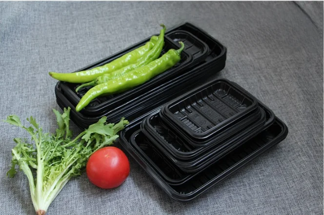 Black Disposable Plastic Tray for Fruits And Vegetables Rectangular Shaped Takeaway Food Tray Chinese Manufacturer
Black Disposable Plastic Tray for Fruits And Vegetables Rectangular Shaped Takeaway Food Tray Chinese Manufacturer