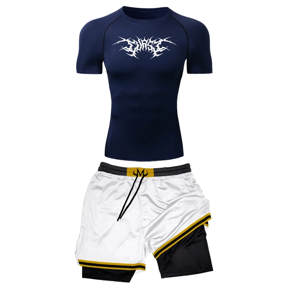 Quick Dry Men Compression Athletic T Shirt Yellow Trim Double Layer Workout Shorts Punk Abstract Tribal Print Gym Sports 2 PCS
Quick Dry Men Compression Athletic T Shirt Yellow Trim Double Layer Workout Shorts Punk Abstract Tribal Print Gym Sports 2 PCS