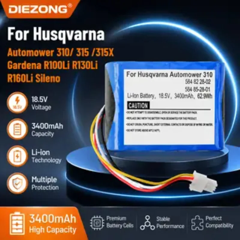 18.5V 3400mAh Lithium Battery for Husqvarna Automower 310/ 315 /315X Gardena R100Li R130Li R160Li High-Performance In Stock
18.5V 3400mAh Lithium Battery for Husqvarna Automower 310/ 315 /315X Gardena R100Li R130Li R160Li High-Performance In Stock