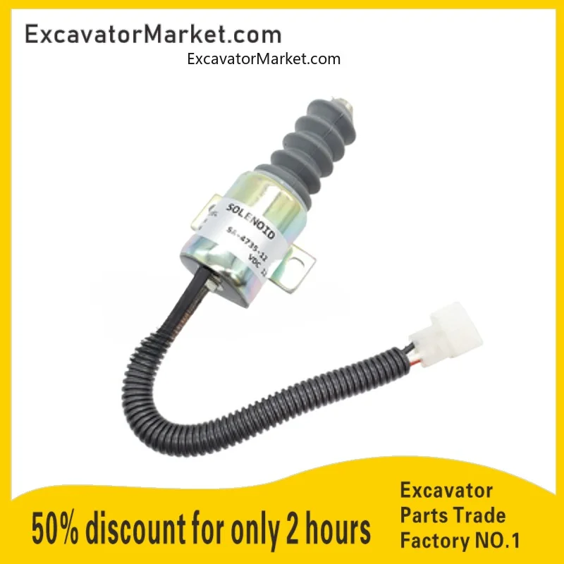 Excavator Parts For Diesel Engine Shutdown Switch, Shutdown Solenoid Valve, Fuel Cut-off Valve, Part Number Sa-4735-12
Excavator Parts For Diesel Engine Shutdown Switch, Shutdown Solenoid Valve, Fuel Cut-off Valve, Part Number Sa-4735-12