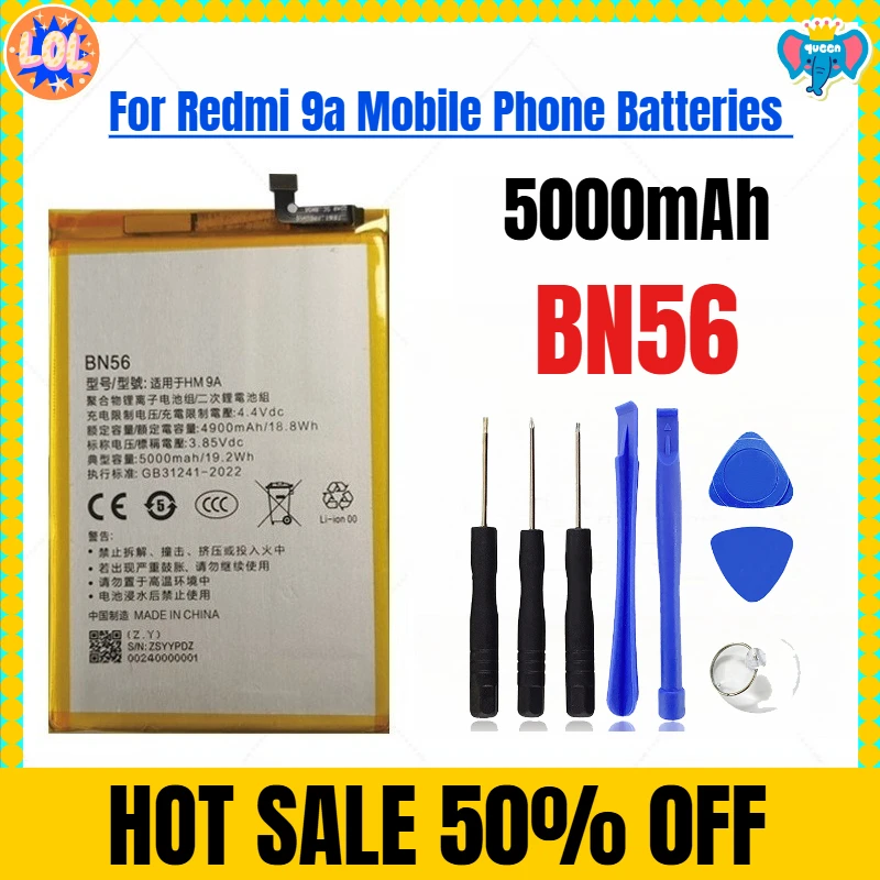 5000mAh BN56 for Redmi 9a Mobile Phone Batteries Free Tools
5000mAh BN56 for Redmi 9a Mobile Phone Batteries Free Tools