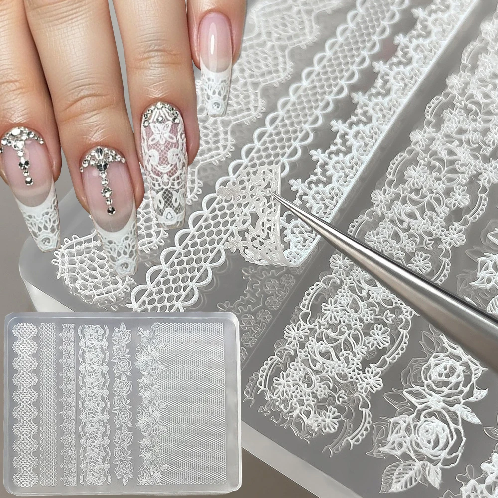 3D New Silicone Lace Nail Carving Mold DIY Relief Lace Ribbon Rose Flower Nail Template Reusable Sexy Lace Nail Art SiliconeMold
3D New Silicone Lace Nail Carving Mold DIY Relief Lace Ribbon Rose Flower Nail Template Reusable Sexy Lace Nail Art SiliconeMold