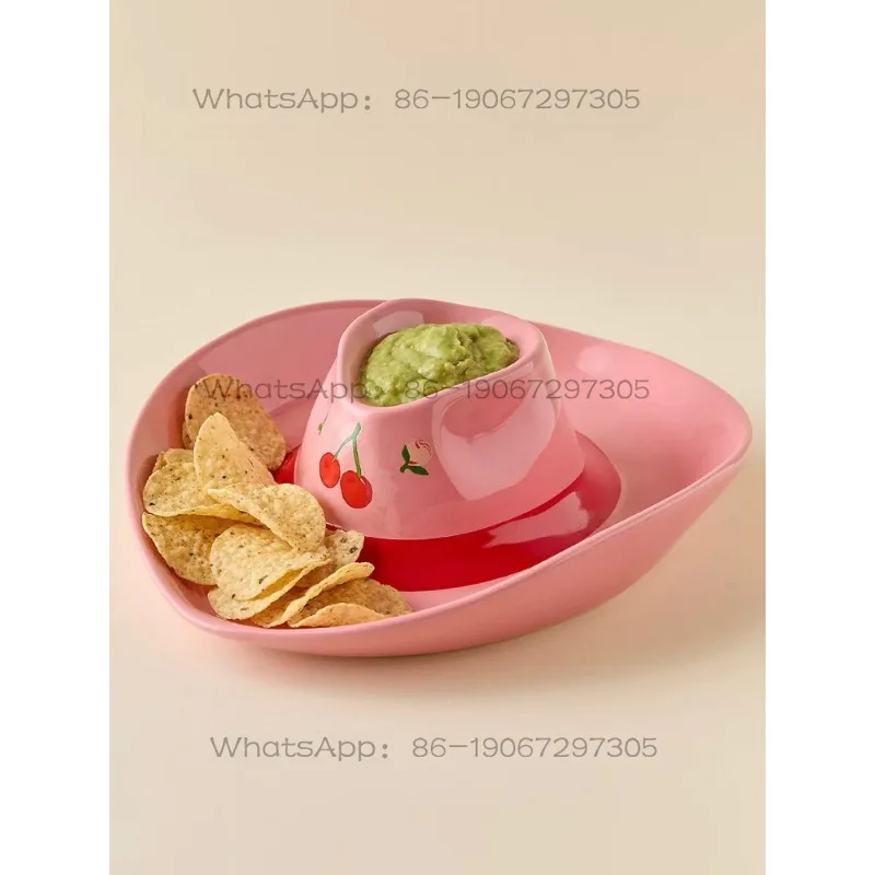 Pink cowboy hat dumpling plate 38 * 28cm high temperature underglaze color
Pink cowboy hat dumpling plate 38 * 28cm high temperature underglaze color