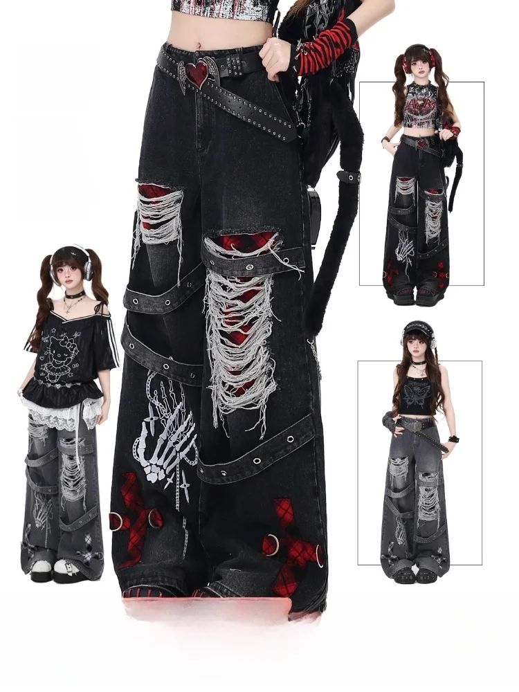 Оригинальные джинсы Crazygirl в стиле панк с талией, весна-лето, свободный крой с высокой талией, готические винтажные потертые женские джинсы с дырочками
Оригинальные джинсы Crazygirl в стиле панк с талией, весна-лето, свободный крой с высокой талией, готические винтажные потертые женские джинсы с дырочками