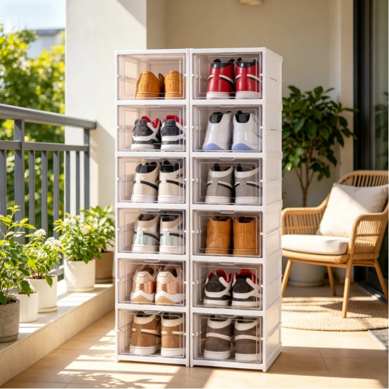 6 Layers Foldable Transparent Shoe Storage Organizer, Stackable Dustproof High-top Sneaker Shoe Rack Box
6 Layers Foldable Transparent Shoe Storage Organizer, Stackable Dustproof High-top Sneaker Shoe Rack Box
