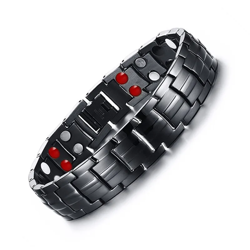Meaeguet Tow Row 4 Health Elements Energy Bracelet Jewelry for Men Black Stainless Steel Chain Link Therapy
Meaeguet Tow Row 4 Health Elements Energy Bracelet Jewelry for Men Black Stainless Steel Chain Link Therapy