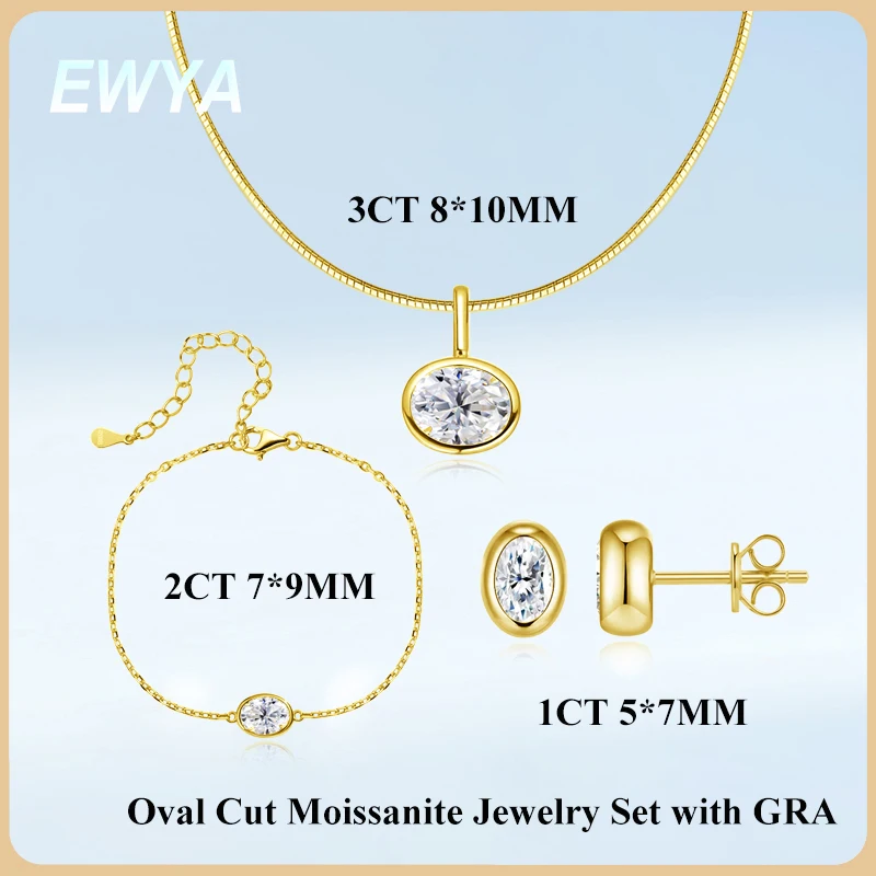 EWYA Bezel Set Oval Cut 3ct Solitaire Moissanite Pendant Necklace Women s925 Silver 1.5mm Solid Choker Neck Chain Bracelet Set
EWYA Bezel Set Oval Cut 3ct Solitaire Moissanite Pendant Necklace Women s925 Silver 1.5mm Solid Choker Neck Chain Bracelet Set