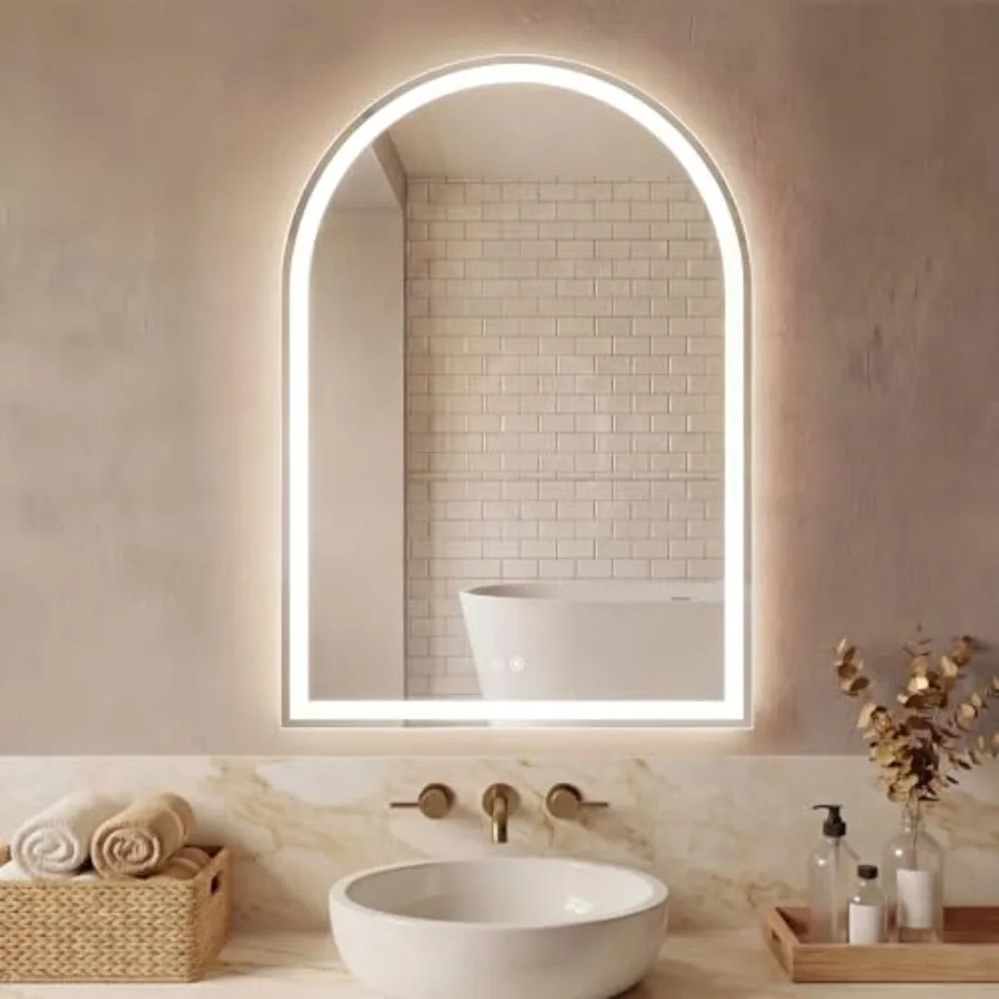 28"×36" LED Bathroom Backlit Mirror with Lights Arched Vanity Mirror with Anti-Fog Dimmable 3-Color Light Memory Function Tempe
28"×36" LED Bathroom Backlit Mirror with Lights Arched Vanity Mirror with Anti-Fog Dimmable 3-Color Light Memory Function Tempe