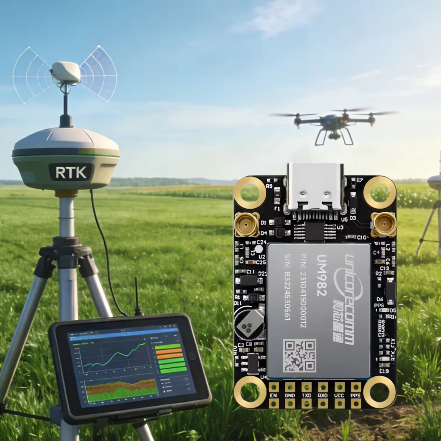 UM980/UM982 High-Precision GPS-RTK Module BDS/GNSS Full Constellation RTK Positioning Board for GPS Tracker
UM980/UM982 High-Precision GPS-RTK Module BDS/GNSS Full Constellation RTK Positioning Board for GPS Tracker