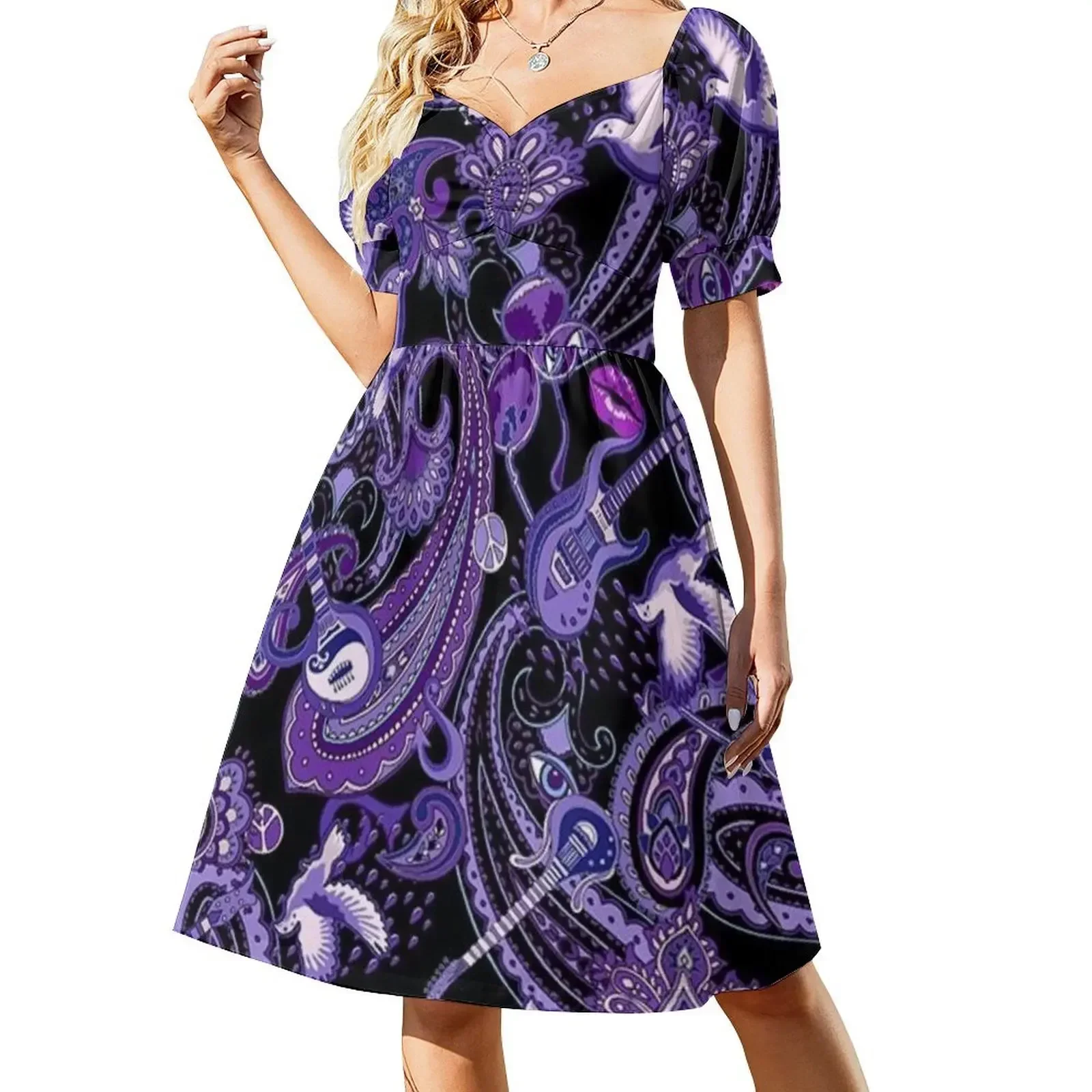 Purple and Black Paisley Guitar Art Short-Sleeved Dress bandage dress dresses for official occasions Dress
Purple and Black Paisley Guitar Art Short-Sleeved Dress bandage dress dresses for official occasions Dress