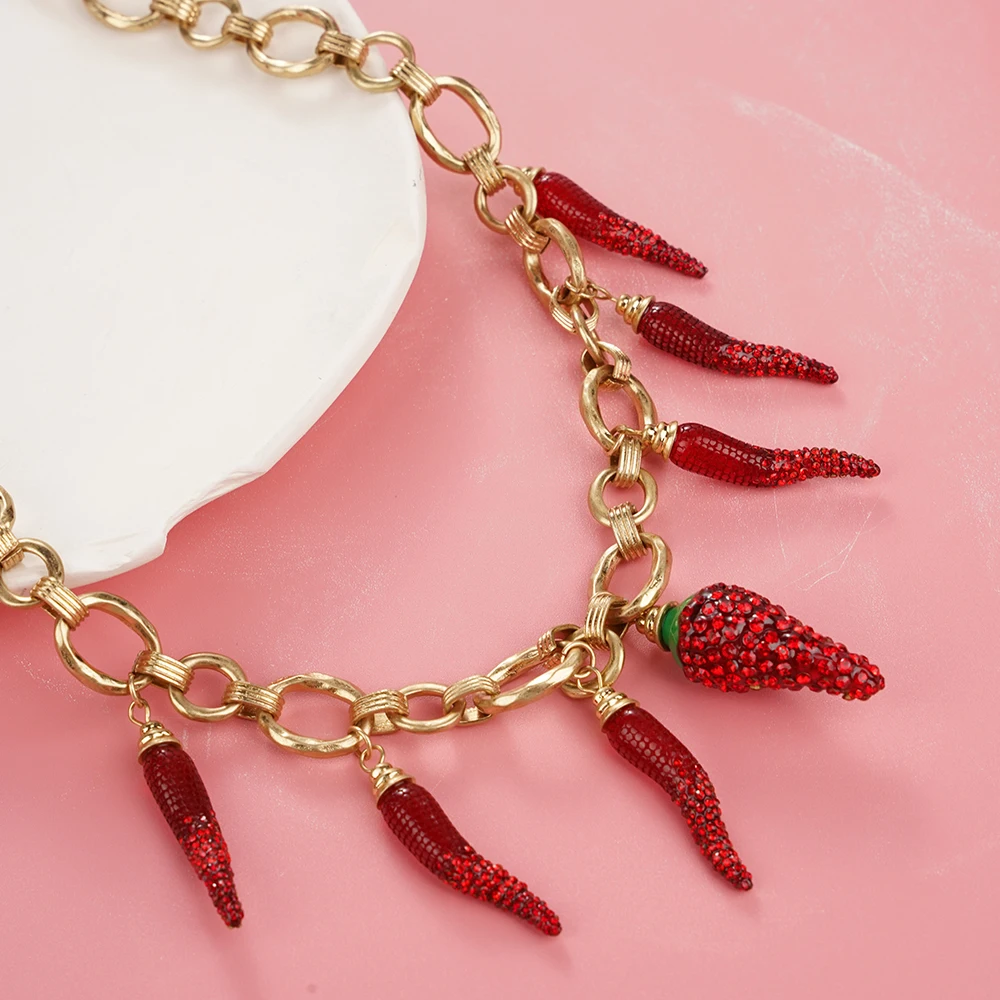Fashion Cute Red Pepper Necklace Set Zircon Stainless Steel Adjustable Jewelry Coquette Accessories Fashion Exquisite Style
Fashion Cute Red Pepper Necklace Set Zircon Stainless Steel Adjustable Jewelry Coquette Accessories Fashion Exquisite Style