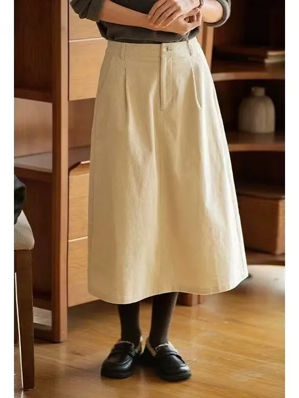 Ele Pure Color Художественная юбка-зонтик Свободная утягивающая вельветовая юбка трапециевидной формы в стиле ретро Японская повседневная длинная юбка больших размеров
Ele Pure Color Художественная юбка-зонтик Свободная утягивающая вельветовая юбка трапециевидной формы в стиле ретро Японская повседневная длинная юбка больших размеров