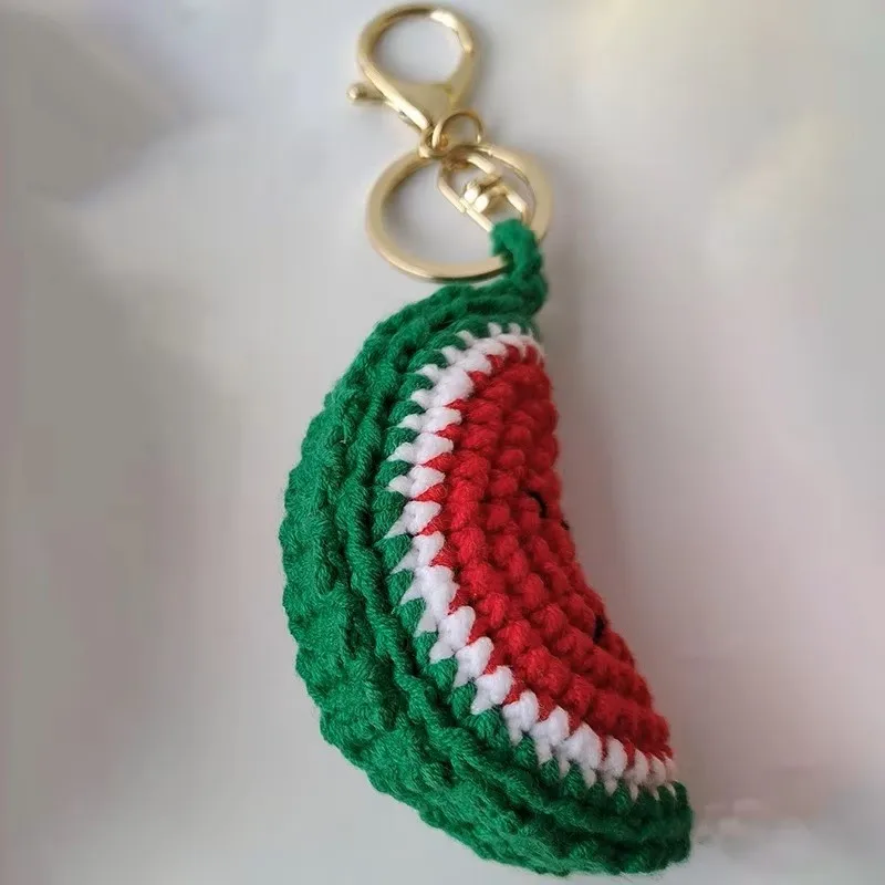 Handmaking Watermelon Crochet Keychain Cute Fruit Series Crochet Keyrings Wholesale Knitted Lemon Keychains For Backpack Pendant 
Handmaking Watermelon Crochet Keychain Cute Fruit Series Crochet Keyrings Wholesale Knitted Lemon Keychains For Backpack Pendant
