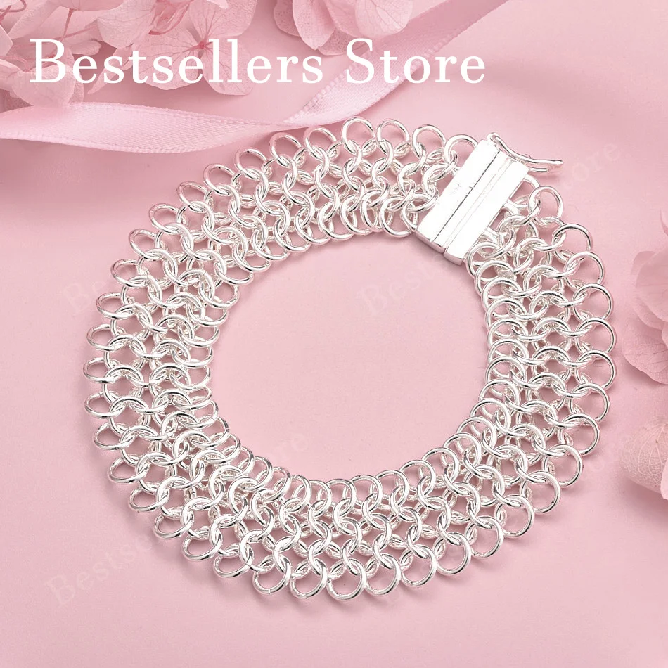 925 sterling silver 8-inch exquisite multi ring bracelet for women's fashion parties, wedding jewelry accessories
925 sterling silver 8-inch exquisite multi ring bracelet for women's fashion parties, wedding jewelry accessories