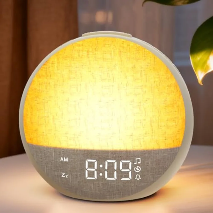 Sunrise Alarm Clock, White Noise Sound Machine with 30 Soothing Sounds, Dimmable Night Light, Natural Sunlight Lamp Gentle Wake
Sunrise Alarm Clock, White Noise Sound Machine with 30 Soothing Sounds, Dimmable Night Light, Natural Sunlight Lamp Gentle Wake