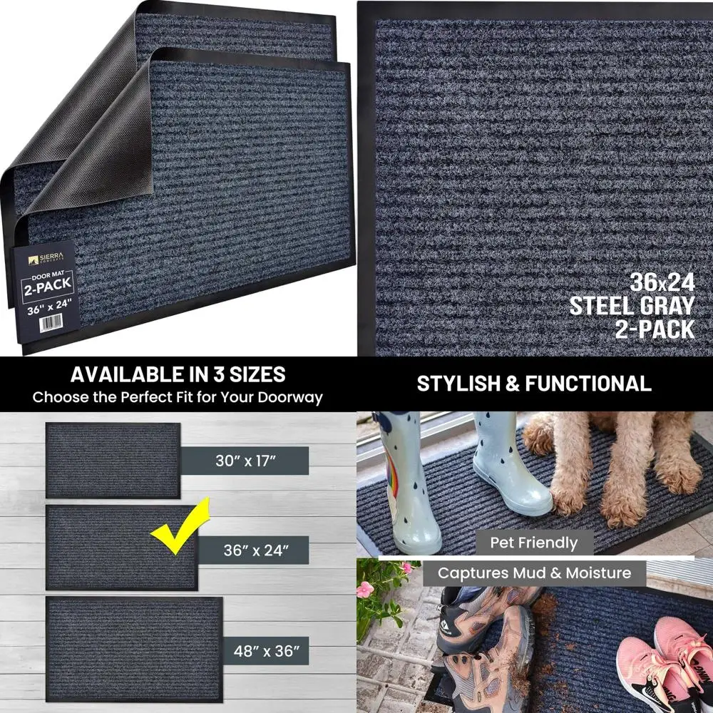 Комплект из 2 серых придверных ковриков - универсальный (для дома и улицы), 36x24 дюйма, низкопрофильные, для входа, патио, веранды
Комплект из 2 серых придверных ковриков - универсальный (для дома и улицы), 36x24 дюйма, низкопрофильные, для входа, патио, веранды