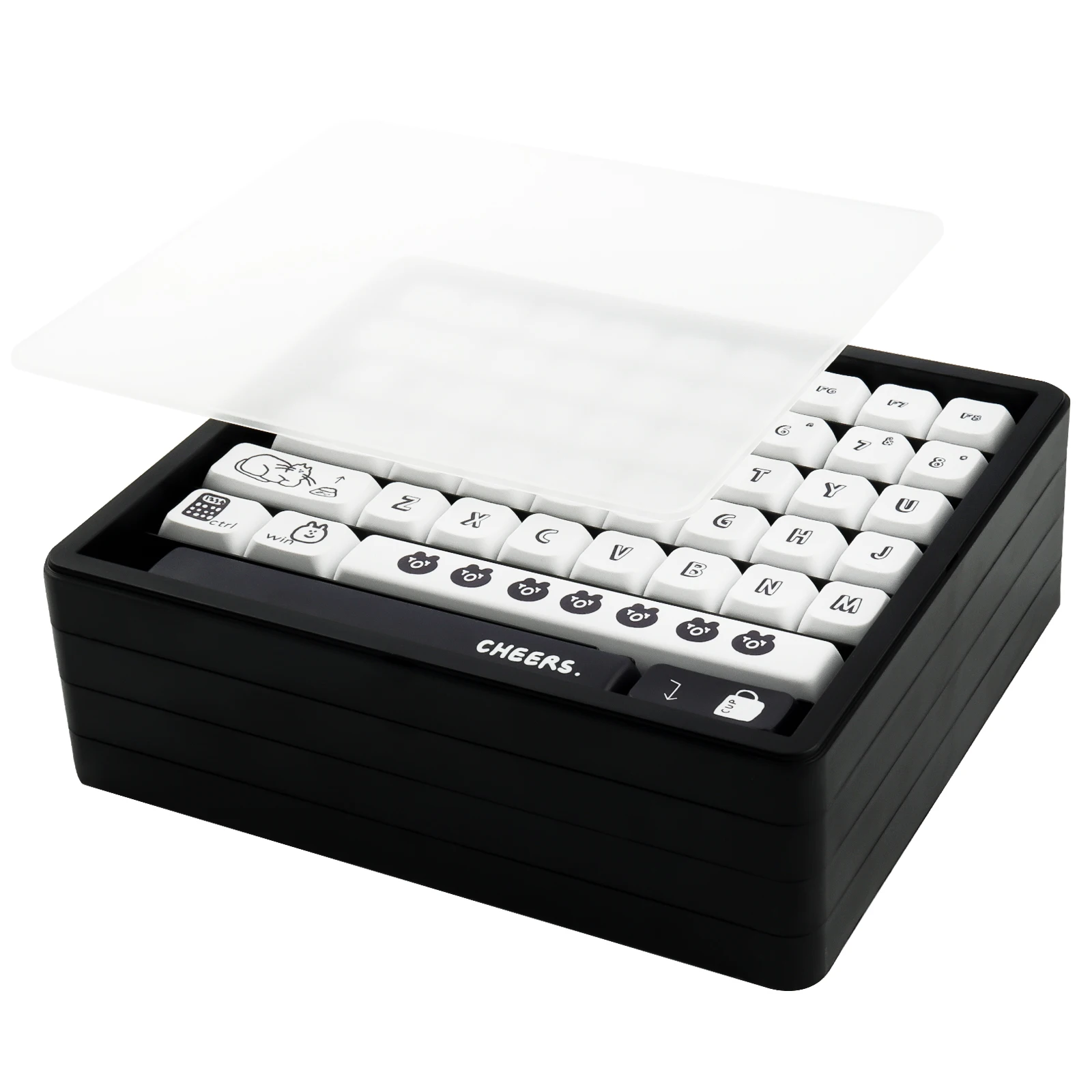 Black 4-Layer Keycap Storage Box ABS Material for Organizing Computer Accessories
