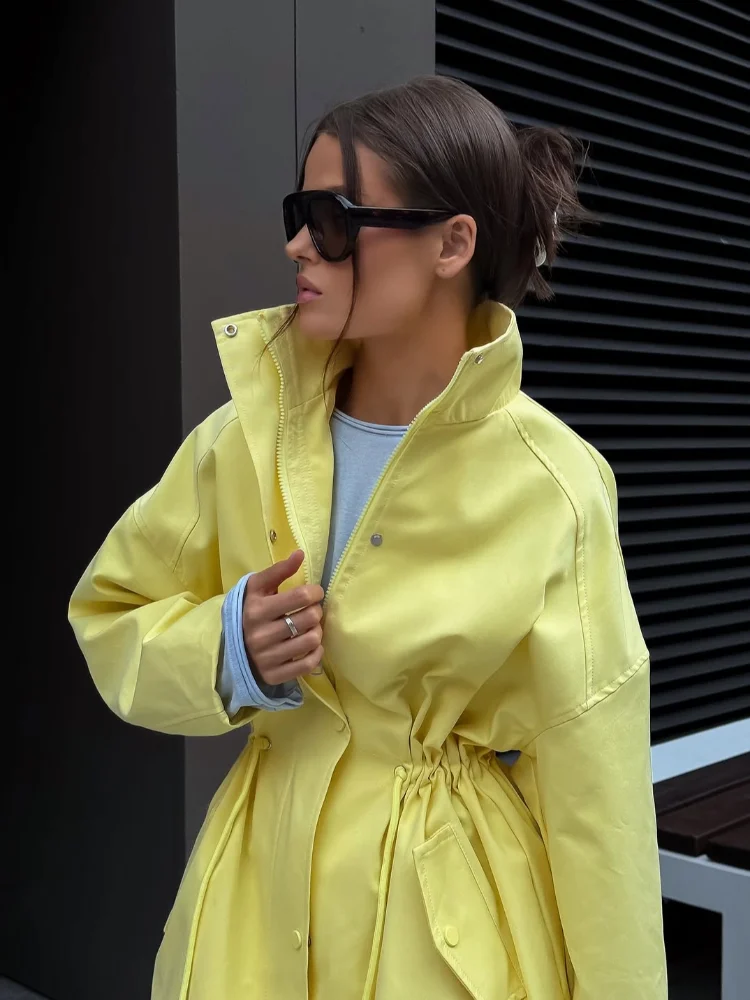 Fashion Women's Solid Drawstring Cropped Coat Long Sleeve Stand Collar Zipper Pocket Waist Cinching Jacket 2025 Lady Street Wear
Fashion Women's Solid Drawstring Cropped Coat Long Sleeve Stand Collar Zipper Pocket Waist Cinching Jacket 2025 Lady Street Wear
