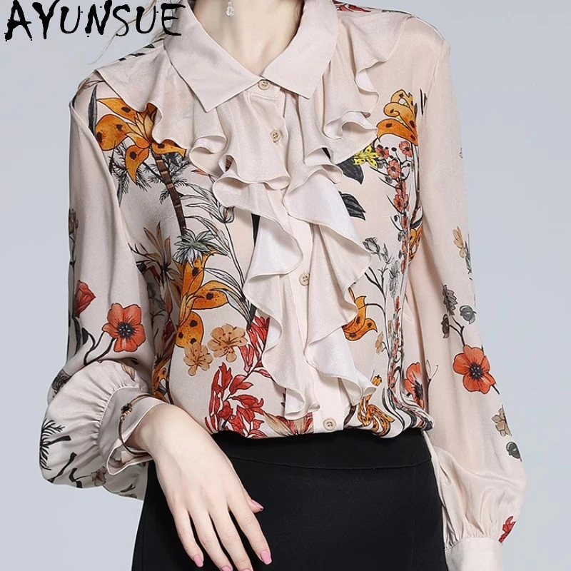 AYUNSUE, высококачественные рубашки из 100% тутового шелка, женские элегантные рубашки для женской одежды, весенне-осенняя рубашка 2021, Camisas De Mujer
AYUNSUE, высококачественные рубашки из 100% тутового шелка, женские элегантные рубашки для женской одежды, весенне-осенняя рубашка 2021, Camisas De Mujer