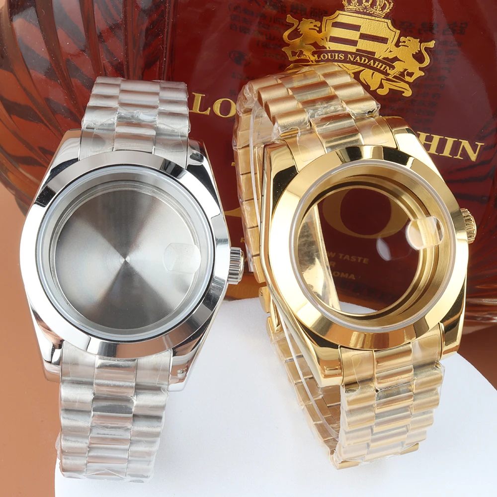 Gold/Silver Flat Edge Watch Case Presidential Strap Waterproof For Seiko NH35 NH36 Movement Stainless Steel Datejust Watch Case
Gold/Silver Flat Edge Watch Case Presidential Strap Waterproof For Seiko NH35 NH36 Movement Stainless Steel Datejust Watch Case