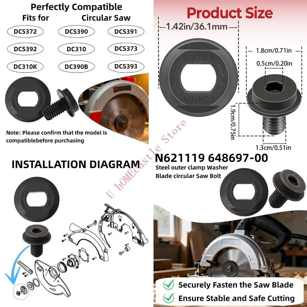 63HF Outer Flange Washer and Blade Bolt in Steel for DCS373,DC310K,DC390B Circular Cutter Models Strength and Durability
63HF Outer Flange Washer and Blade Bolt in Steel for DCS373,DC310K,DC390B Circular Cutter Models Strength and Durability