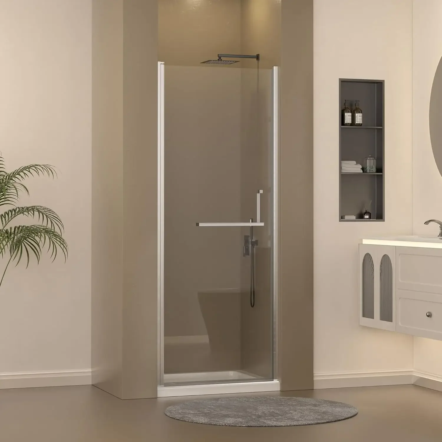 Frameless Pivot Shower Door 29-30" W x 72" H, Pivot Swing Shower Glass Door with 1/4"(6mm) Clear Tempered Glass Shower Door, Eas
Frameless Pivot Shower Door 29-30" W x 72" H, Pivot Swing Shower Glass Door with 1/4"(6mm) Clear Tempered Glass Shower Door, Eas