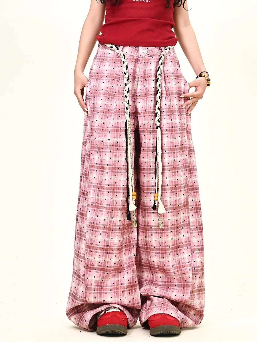 Women's Y2K Grid Casual Pants Baggy Harajuku High Street Aesthetic Vintage Wide Leg Trousers Spring Autumn Fashion Clothing 2025
Women's Y2K Grid Casual Pants Baggy Harajuku High Street Aesthetic Vintage Wide Leg Trousers Spring Autumn Fashion Clothing 2025