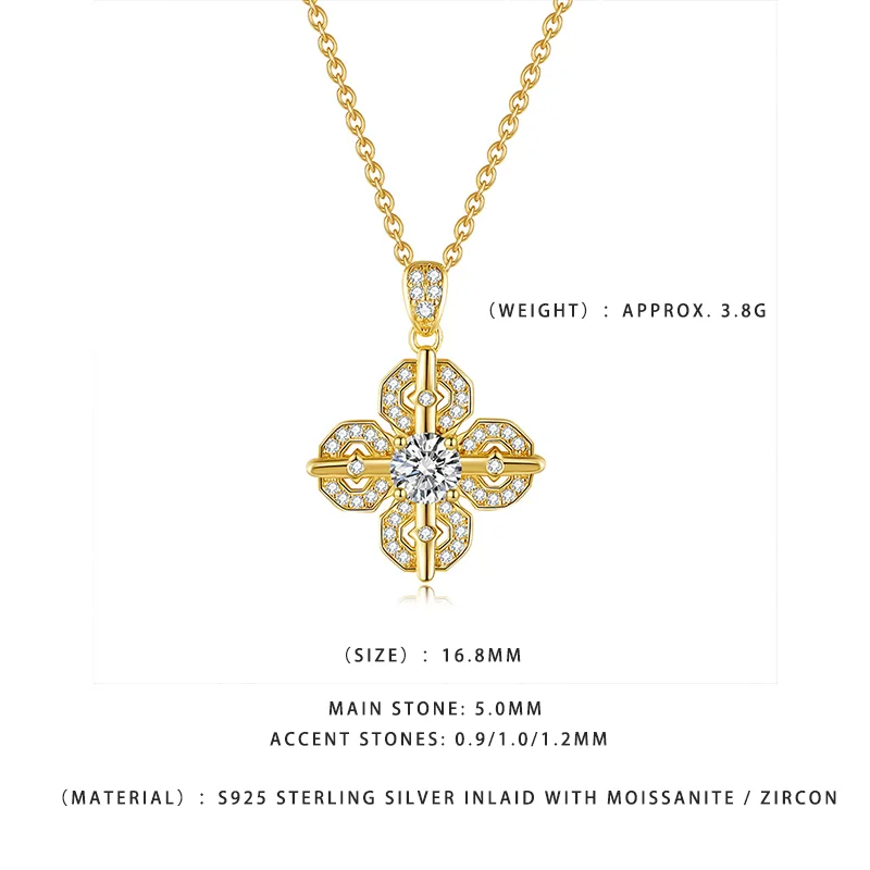 Vintage Style Clover Moissanite Pendant S925 Silver 18K Gold Plated Engagement Anniversary Gift
Vintage Style Clover Moissanite Pendant S925 Silver 18K Gold Plated Engagement Anniversary Gift