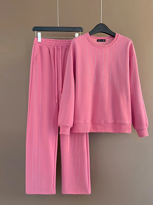 Spring 2026 Casual Sportswear Set Women's Fashion Anti-Aging Pink Sweatshirt Wide Leg Pants Two-Piece Set Luxury Feel
Spring 2026 Casual Sportswear Set Women's Fashion Anti-Aging Pink Sweatshirt Wide Leg Pants Two-Piece Set Luxury Feel