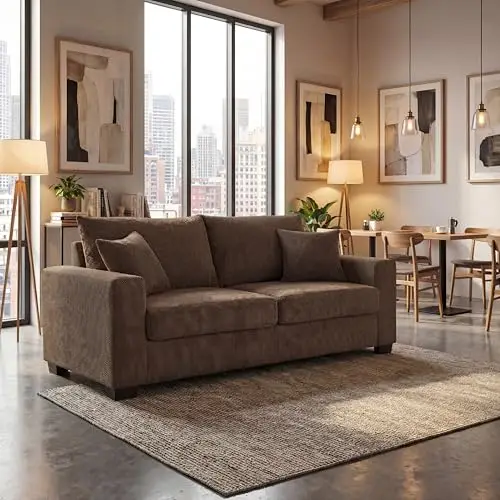 Brown Textured Two-Seater Sofa With Cushions And Plastic Legs For Living Room Or Office Use
Brown Textured Two-Seater Sofa With Cushions And Plastic Legs For Living Room Or Office Use