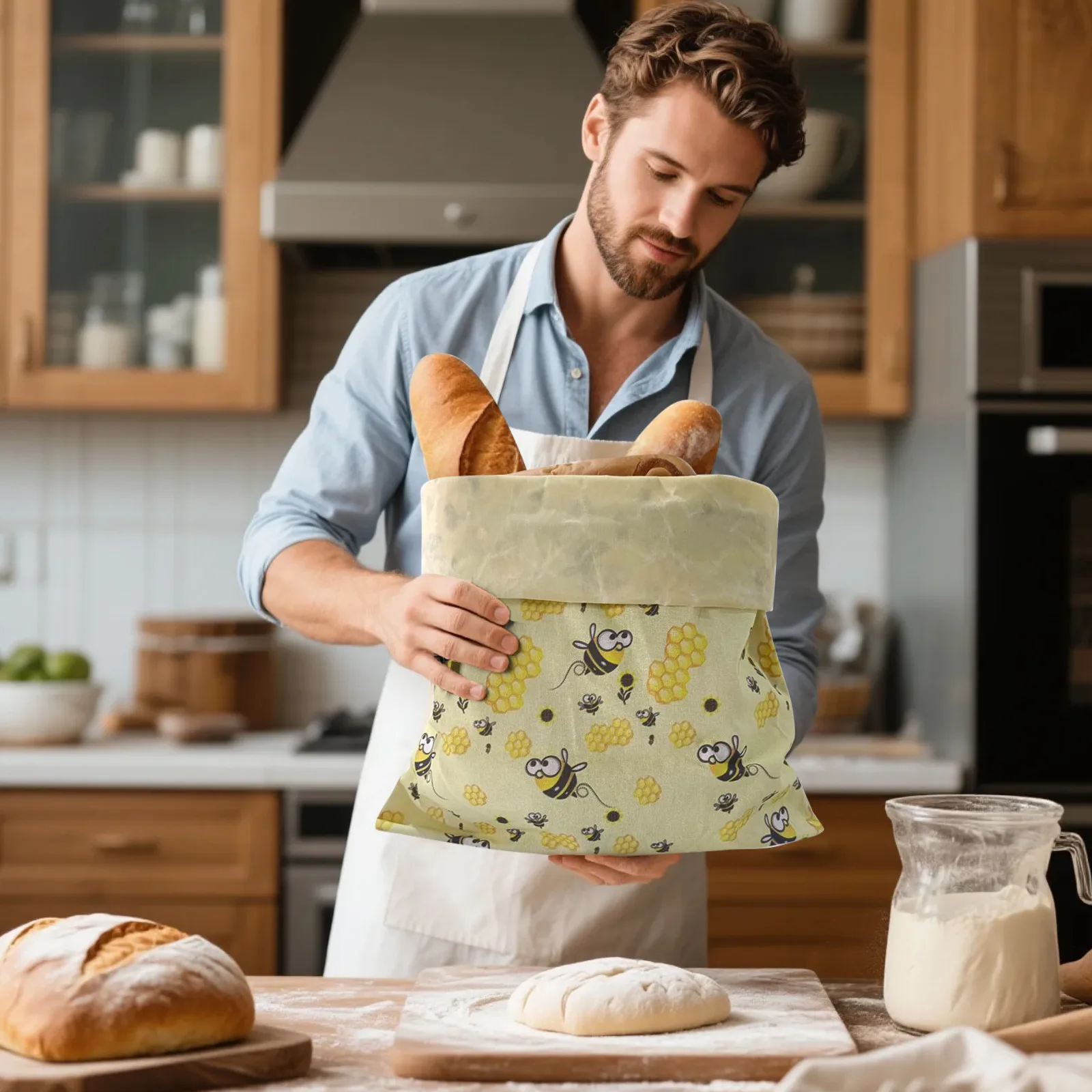 2 Pcs Beautiful Reusable Beeswax Bread Bags For Homemade Sourdough-Keep Fresh Bread Food Large Storage Bags Kitchen Organizer
2 Pcs Beautiful Reusable Beeswax Bread Bags For Homemade Sourdough-Keep Fresh Bread Food Large Storage Bags Kitchen Organizer