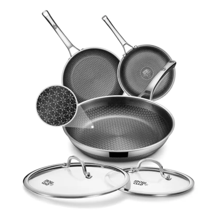 Non Stick Frying Pans, 8+10+12 inch with 2 Lid, Hybrid Frying Pans Set Nonstick, non stick Skillets Stainless Steel, Dishwasher
Non Stick Frying Pans, 8+10+12 inch with 2 Lid, Hybrid Frying Pans Set Nonstick, non stick Skillets Stainless Steel, Dishwasher