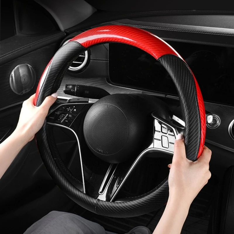 Universal Leather Car Steering Wheel Cover Carbon Fiber Steering Wheel Covers Car Accessories O/D Type Non-slip Steering Covers
Universal Leather Car Steering Wheel Cover Carbon Fiber Steering Wheel Covers Car Accessories O/D Type Non-slip Steering Covers