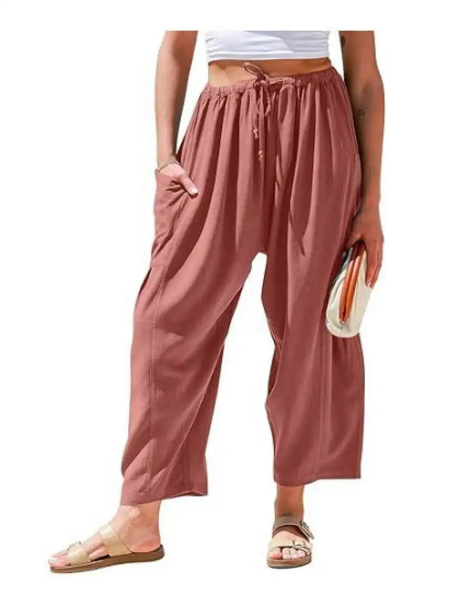 Women Elastic Waist Pleated High Waist Wide Leg Loose Cotton Linen Pants Casual Ankle Length
Women Elastic Waist Pleated High Waist Wide Leg Loose Cotton Linen Pants Casual Ankle Length