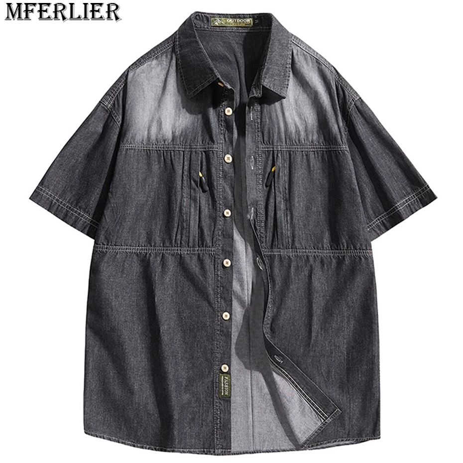 Denim Shirt Men Summer Short Sleeve Shirts Vintage Harajuku Cargo Shirts Jacket Male
Denim Shirt Men Summer Short Sleeve Shirts Vintage Harajuku Cargo Shirts Jacket Male