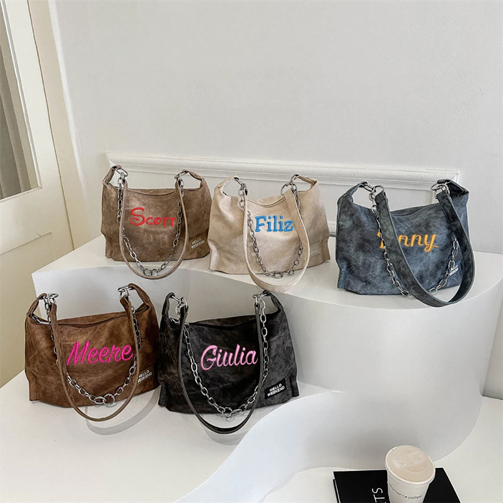 New Custom Embroidery Tote Bag With Chain, Vintage Casual Large Capacity Single Shoulder Bag, Commuting Versatile Crossbody Bag
New Custom Embroidery Tote Bag With Chain, Vintage Casual Large Capacity Single Shoulder Bag, Commuting Versatile Crossbody Bag