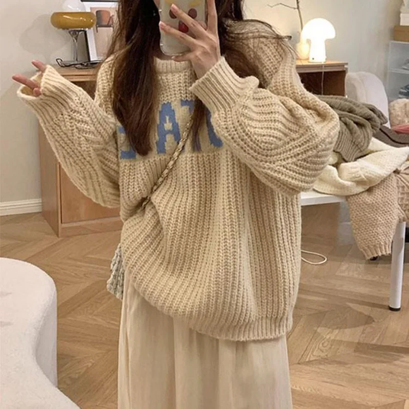 Korean Style Letter Knitted Pullovers Round Collar Sweater Y2K Winter Women Vintage Loose Solid Color Knitwear Jumpers Teens
Korean Style Letter Knitted Pullovers Round Collar Sweater Y2K Winter Women Vintage Loose Solid Color Knitwear Jumpers Teens