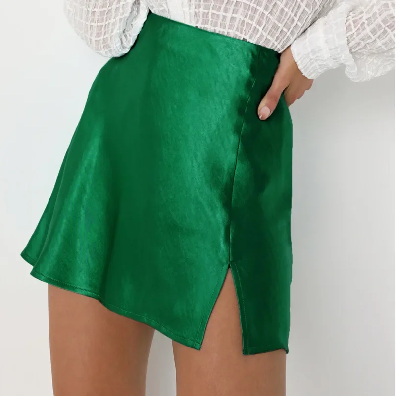 New In Summer Solid Color Satin Split Skirt High Waisted Sexy A-Line Short Skirt For Women Streetwear Sexy Club Wear Skirts
New In Summer Solid Color Satin Split Skirt High Waisted Sexy A-Line Short Skirt For Women Streetwear Sexy Club Wear Skirts