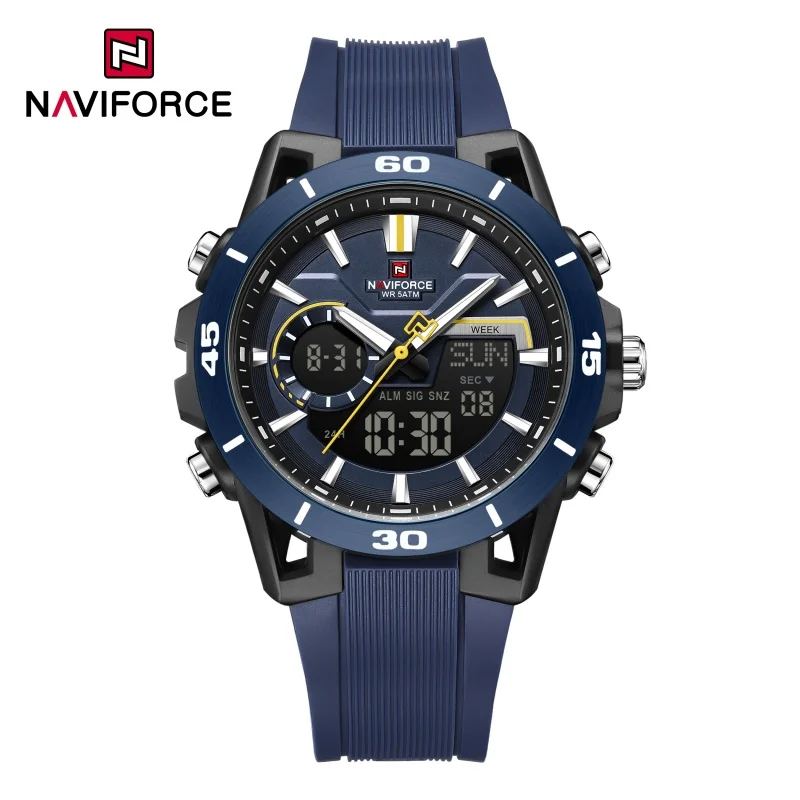 NAVIFORCE New Men's Watch Dual Display 5ATM Waterproof Chronograph Countdown Alarm Clock Male Fashion Sports Outdoor Wristwatch
NAVIFORCE New Men's Watch Dual Display 5ATM Waterproof Chronograph Countdown Alarm Clock Male Fashion Sports Outdoor Wristwatch