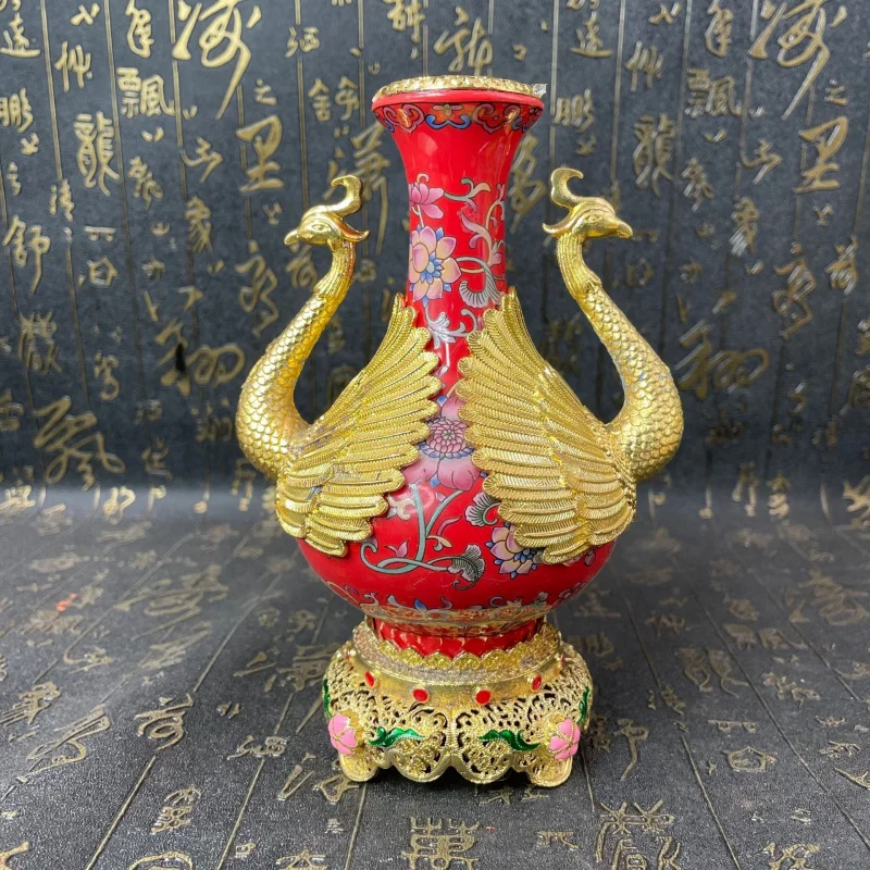 Antique-Style Gold-Plated Hollow Base Peacock Vase Red Collectible Ornament Home Decoration Craft
Antique-Style Gold-Plated Hollow Base Peacock Vase Red Collectible Ornament Home Decoration Craft