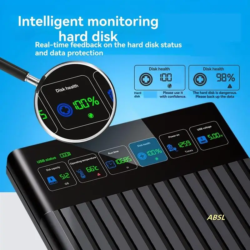 2.5 Inch SATA To Type-C External Hard Drive Chassis Intelligent Digital Display Adapter External HDD 512GB 6Gbps For PC Laptop
2.5 Inch SATA To Type-C External Hard Drive Chassis Intelligent Digital Display Adapter External HDD 512GB 6Gbps For PC Laptop
