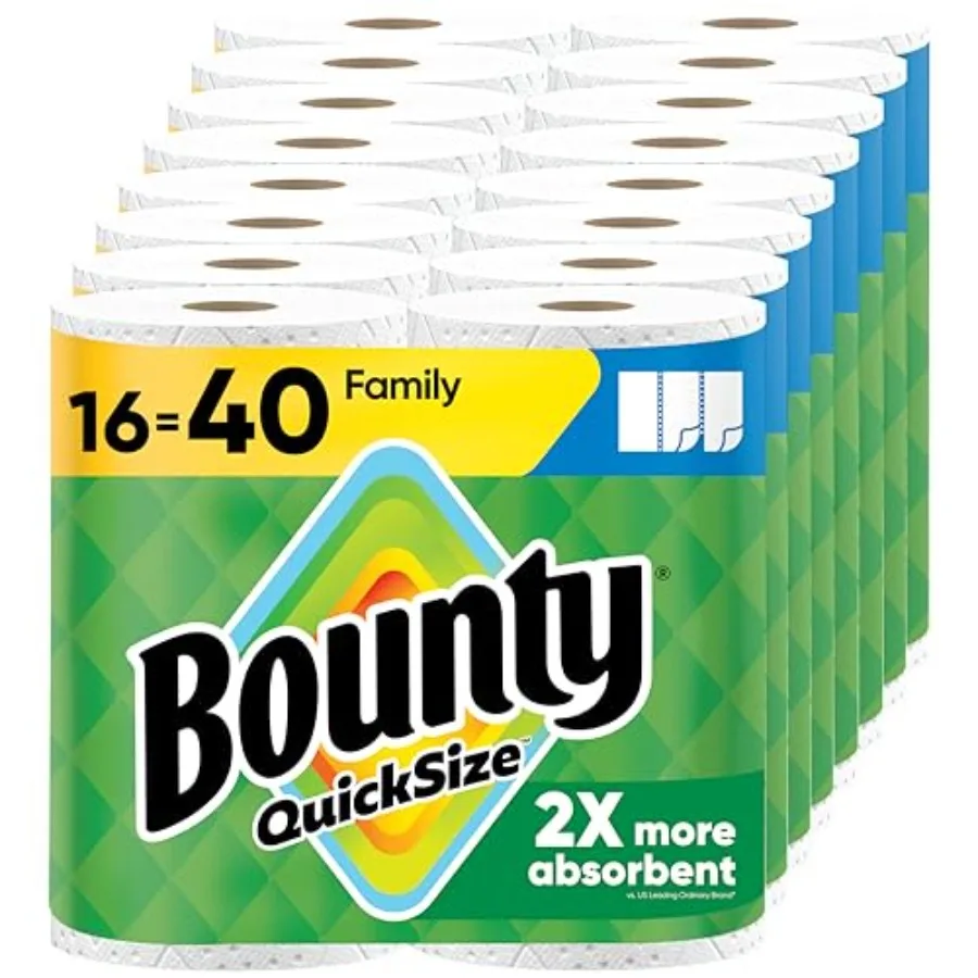 Bounty Paper Towels Quick Size White 16 Family Rolls Equivalent to 40 Regular Rolls Ideal for Everyday Kitchen Cleanup Heavy-Du
Bounty Paper Towels Quick Size White 16 Family Rolls Equivalent to 40 Regular Rolls Ideal for Everyday Kitchen Cleanup Heavy-Du