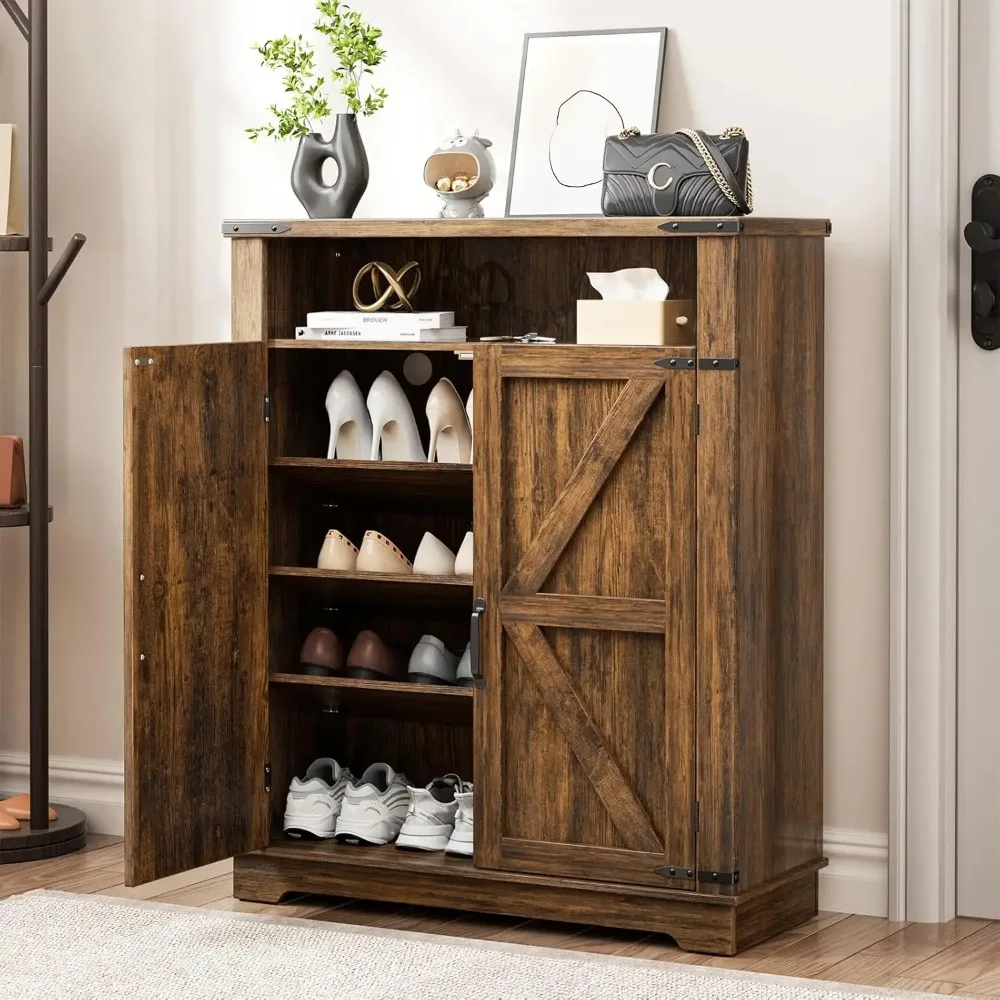 Shoe Cabinet with Doors, Entryway Shoe Rack Wooden Shoe Storage Cabinet with Adjustable Shelves & Anti-tip Fitting, Farmh
Shoe Cabinet with Doors, Entryway Shoe Rack Wooden Shoe Storage Cabinet with Adjustable Shelves & Anti-tip Fitting, Farmh