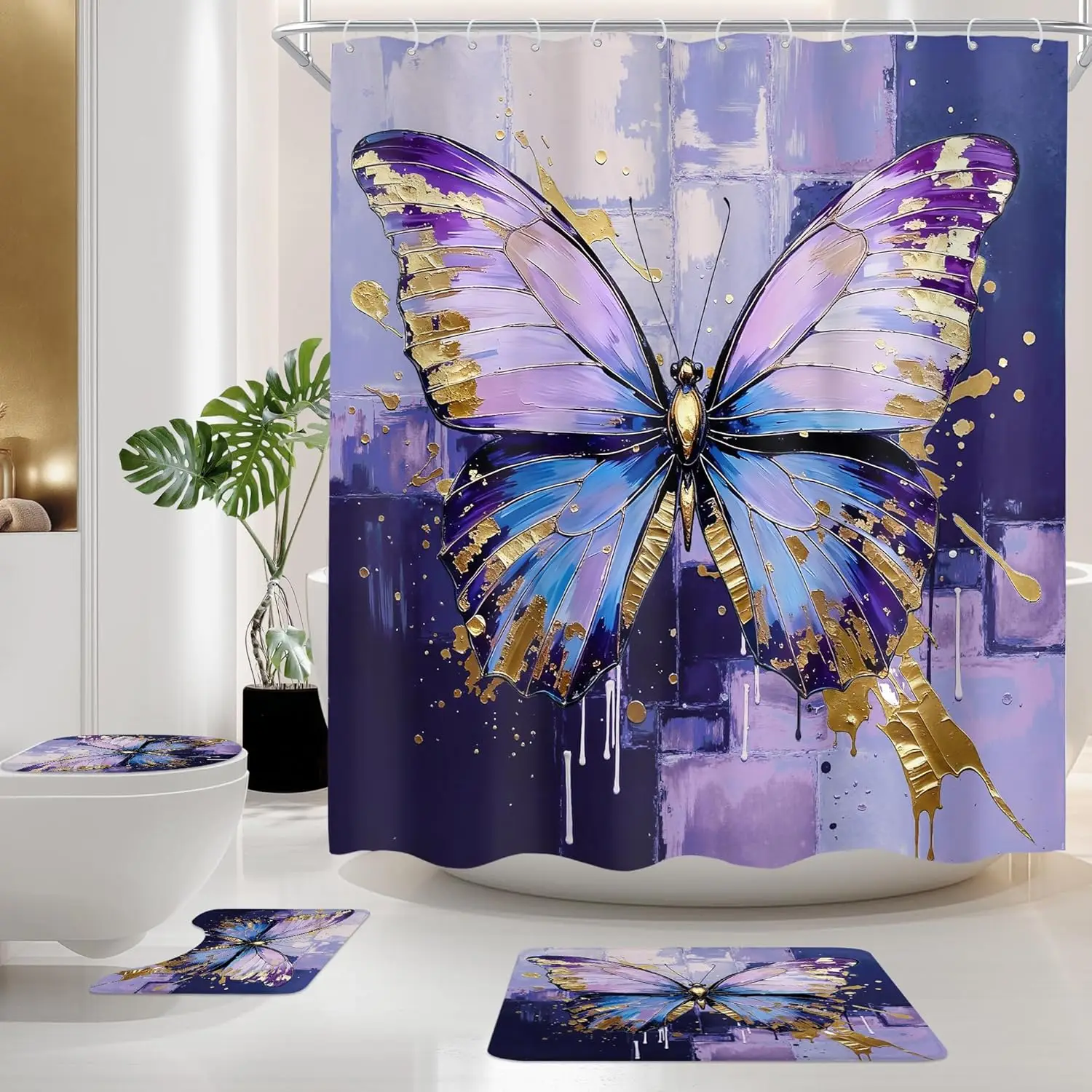 Purple and Gold Butterfly Shower Curtain Abstract Art Print Bathroom Decor Elegant Bath Curtain for Home Decoration
Purple and Gold Butterfly Shower Curtain Abstract Art Print Bathroom Decor Elegant Bath Curtain for Home Decoration