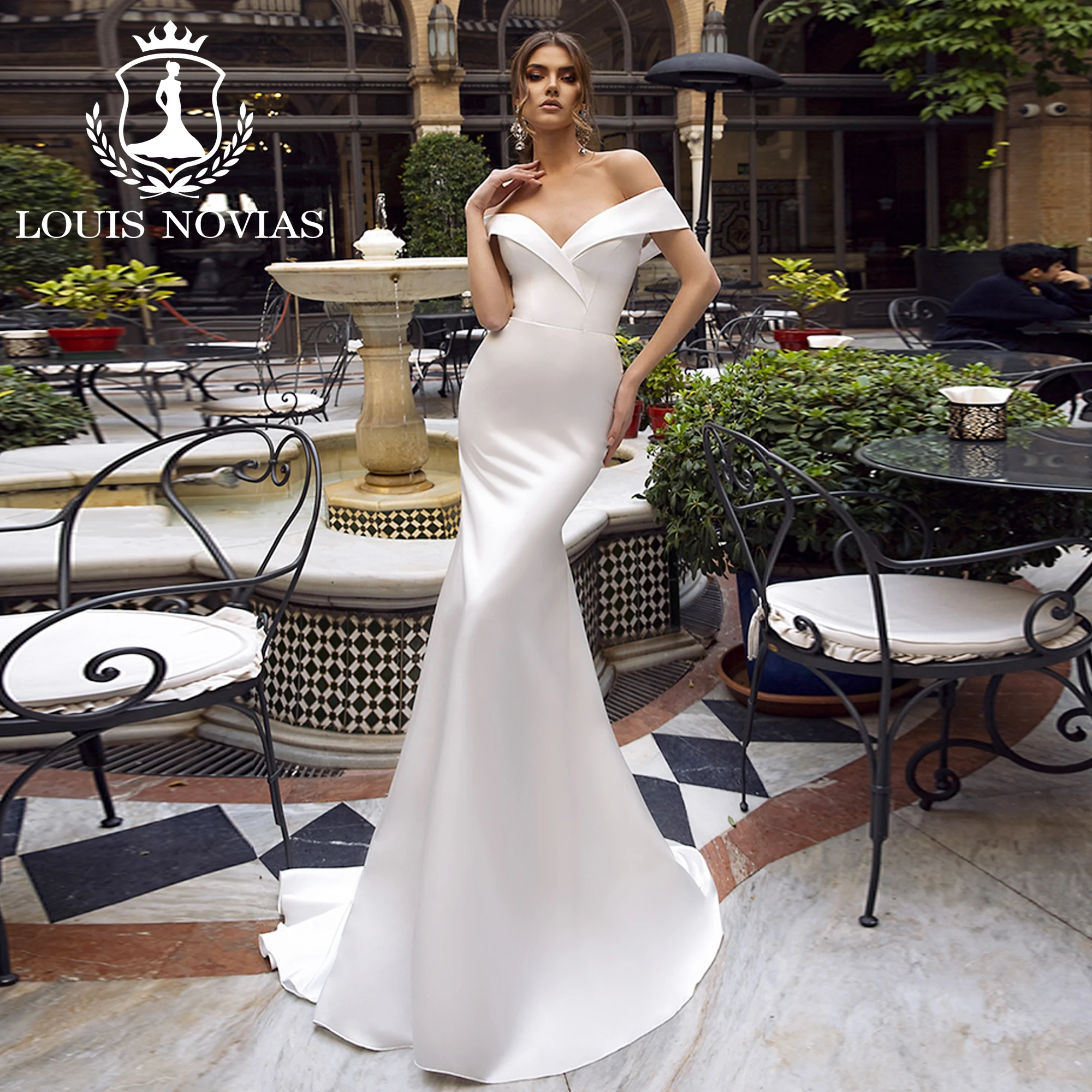 LOUIS NOVIAS Атласное свадебное платье русалки Элегантное романтическое свадебное платье с открытыми плечами и открытой спиной Vestidos Novias De Saten
LOUIS NOVIAS Атласное свадебное платье русалки Элегантное романтическое свадебное платье с открытыми плечами и открытой спиной Vestidos Novias De Saten
