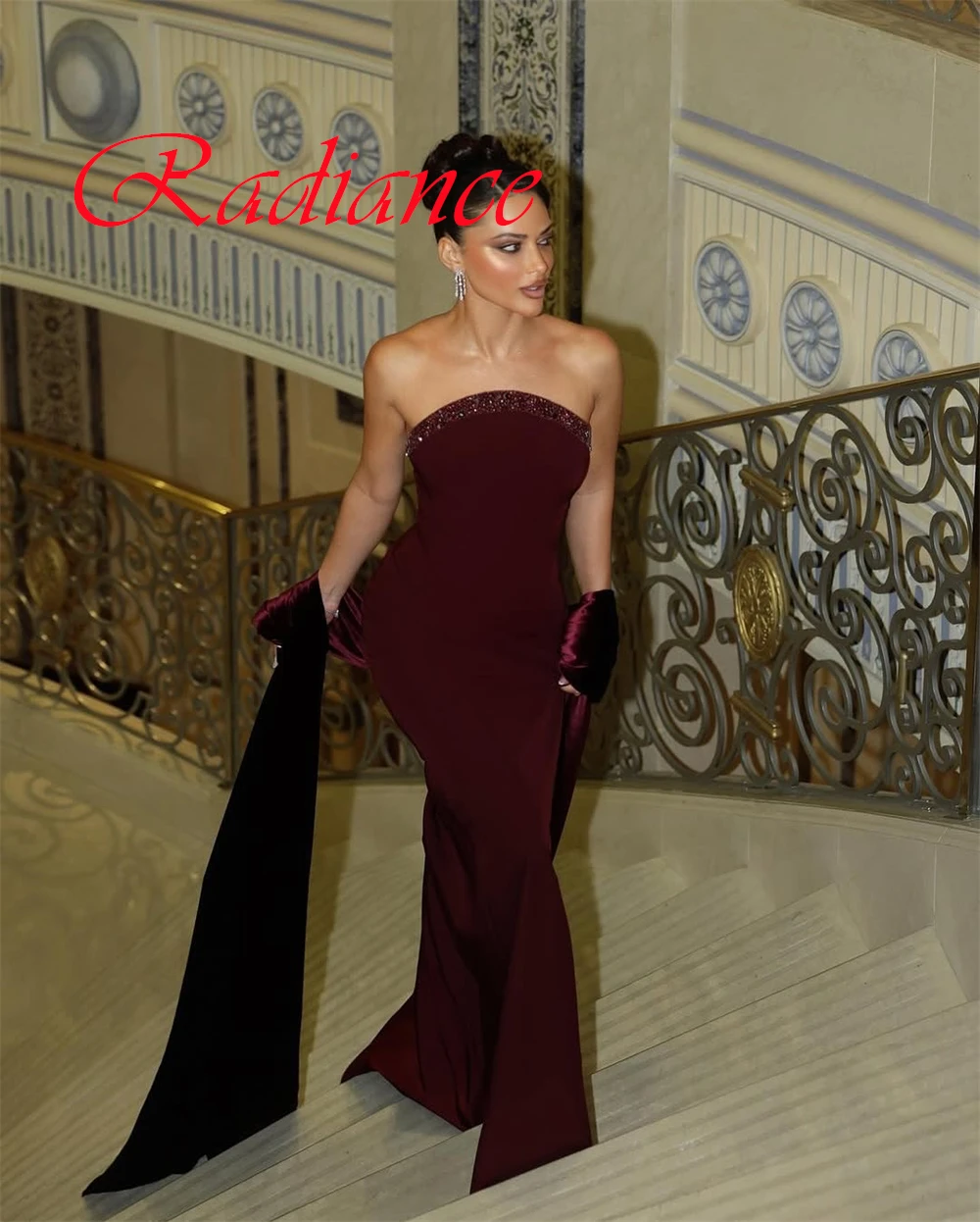 Customized Fashion Burgundy Jersey Evening Dress Temperament Strapless Sleeveless Zipper Back Crystal Mermaid Homecoming Dress
Customized Fashion Burgundy Jersey Evening Dress Temperament Strapless Sleeveless Zipper Back Crystal Mermaid Homecoming Dress
